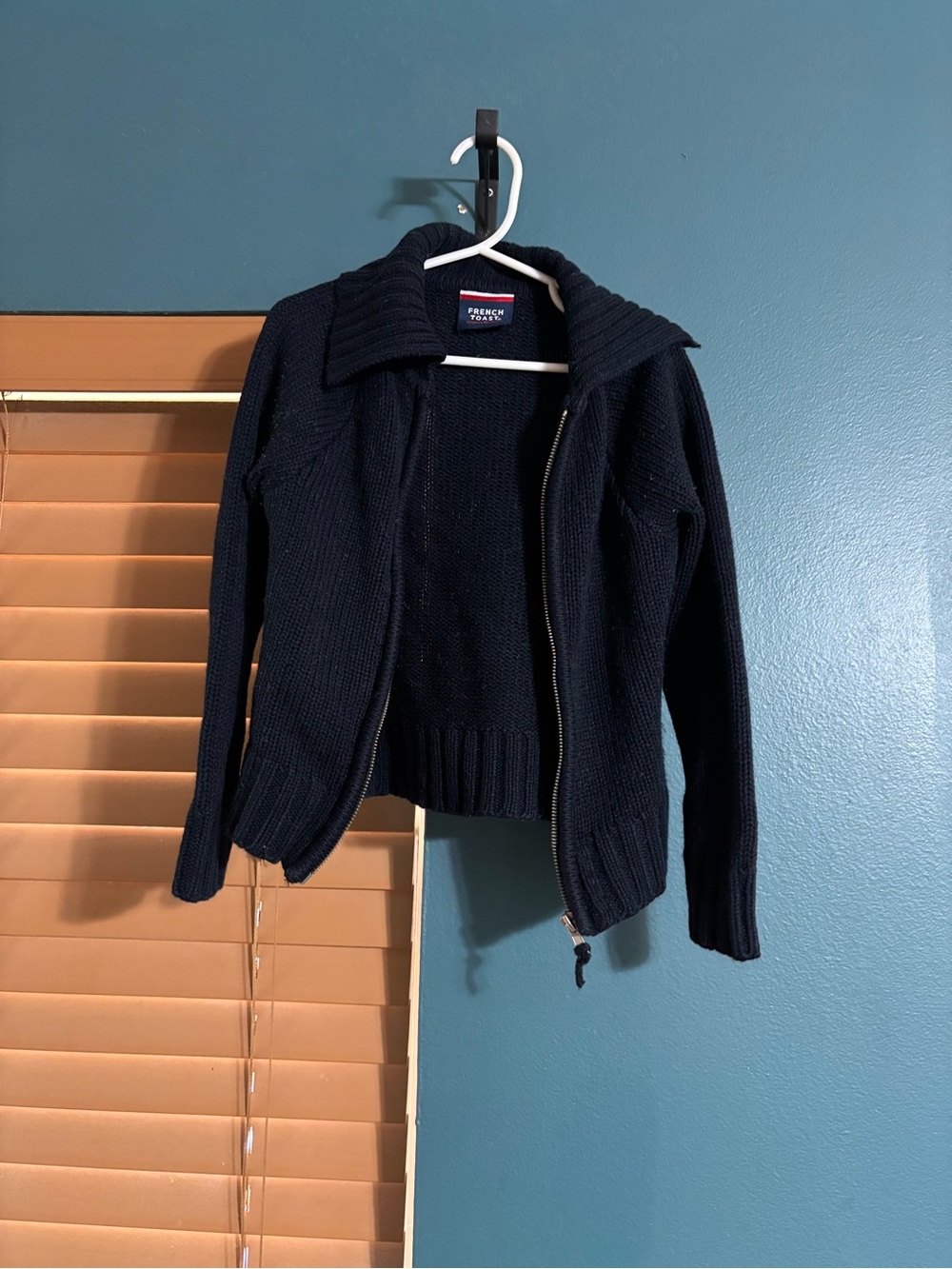 Girls French Toast Dark Navy Knit Zip Cardigan